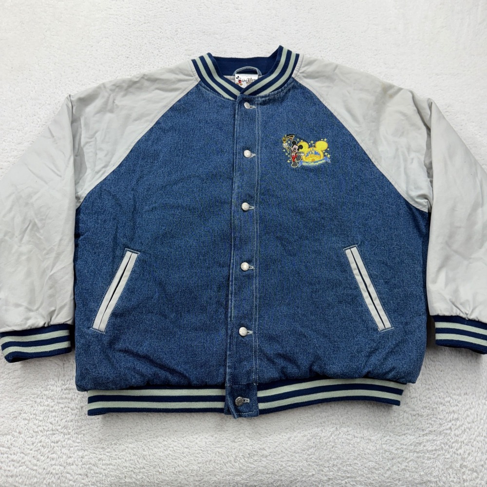 Vintage Walt Disney World Mickey Mouse 90s Denim Jacket Men's Large Embroidered